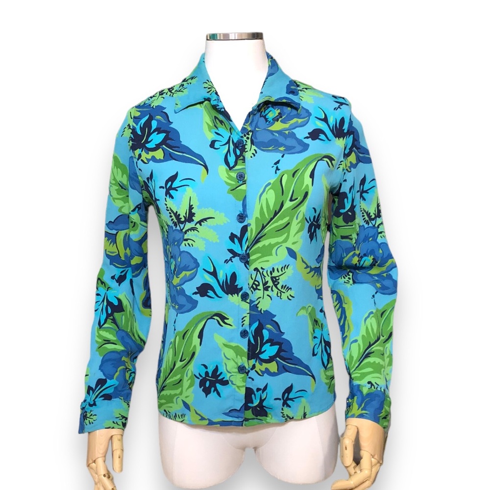 TOTOnKO Vintage Floral Button Front Blouse